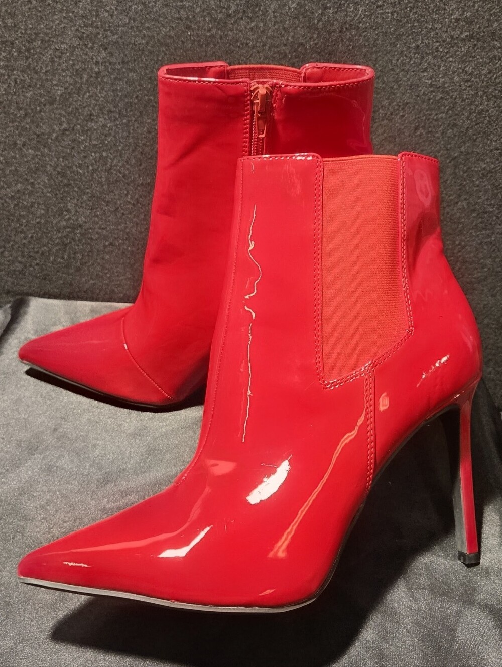 INC Red Patent Pointed-Toe Stiletto Ankle Boots